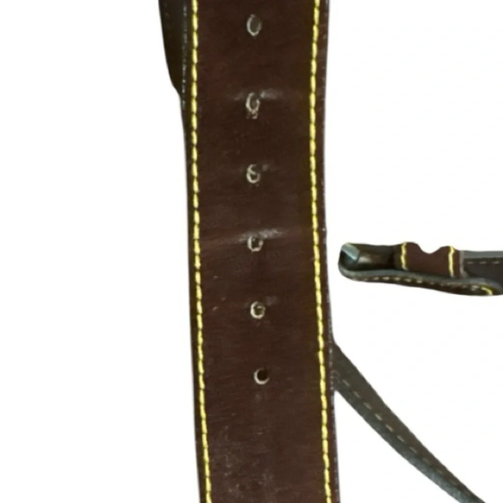 Elegant Brown Leather Belt with Gold Buckle